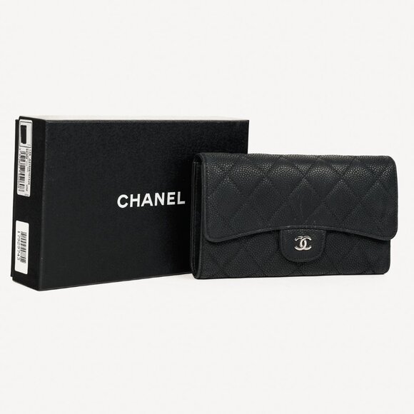 Chanel 13S Noir Caviar Classic Quilted Flap Portefeuille Wallet - Picture 15 of 15